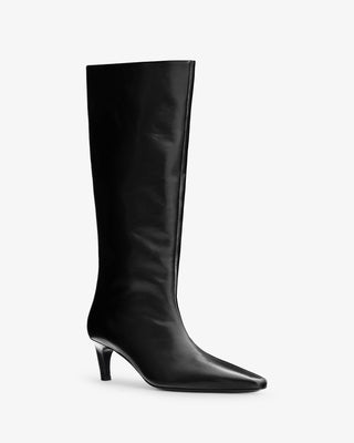 Cave Knee Boot in Black Leather - Second Image