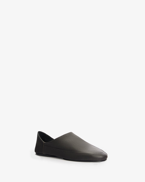 floor slipper in espresso leather - Second Image
