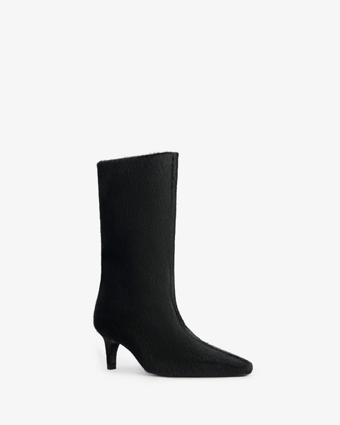Cave Mid Calf Boot in Black Pony Leather - Second Image