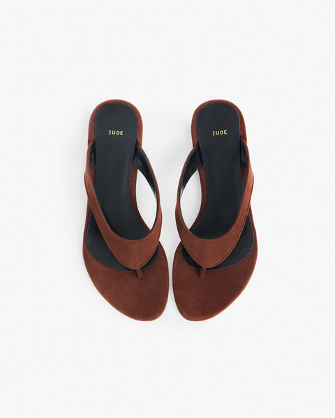 Rue Sandal in Brown Suede Leather