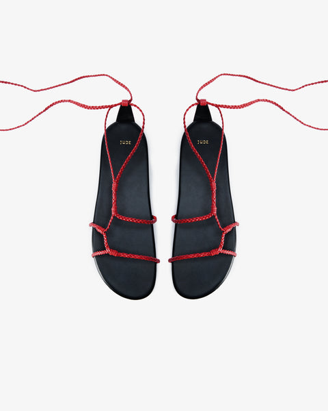 Atlas Flat Red Woven Leather