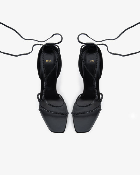 Atlas Sandal Black Woven Leather