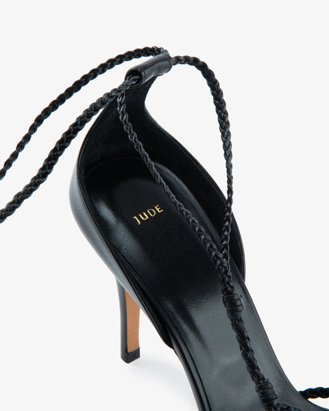 Atlas Sandal Black Woven Leather