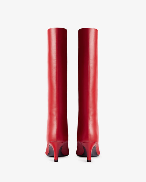 Cave Knee Boot in Red Leather