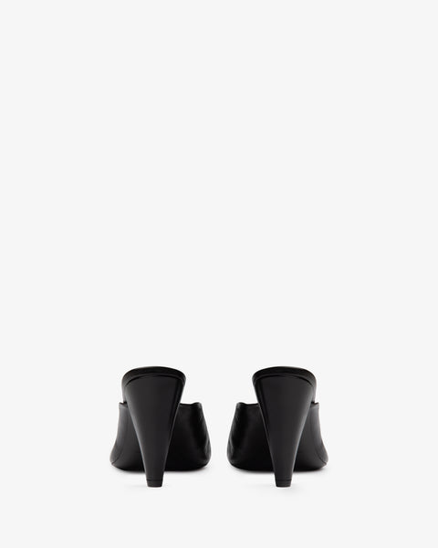 Paw Mule in Black Creased Leather