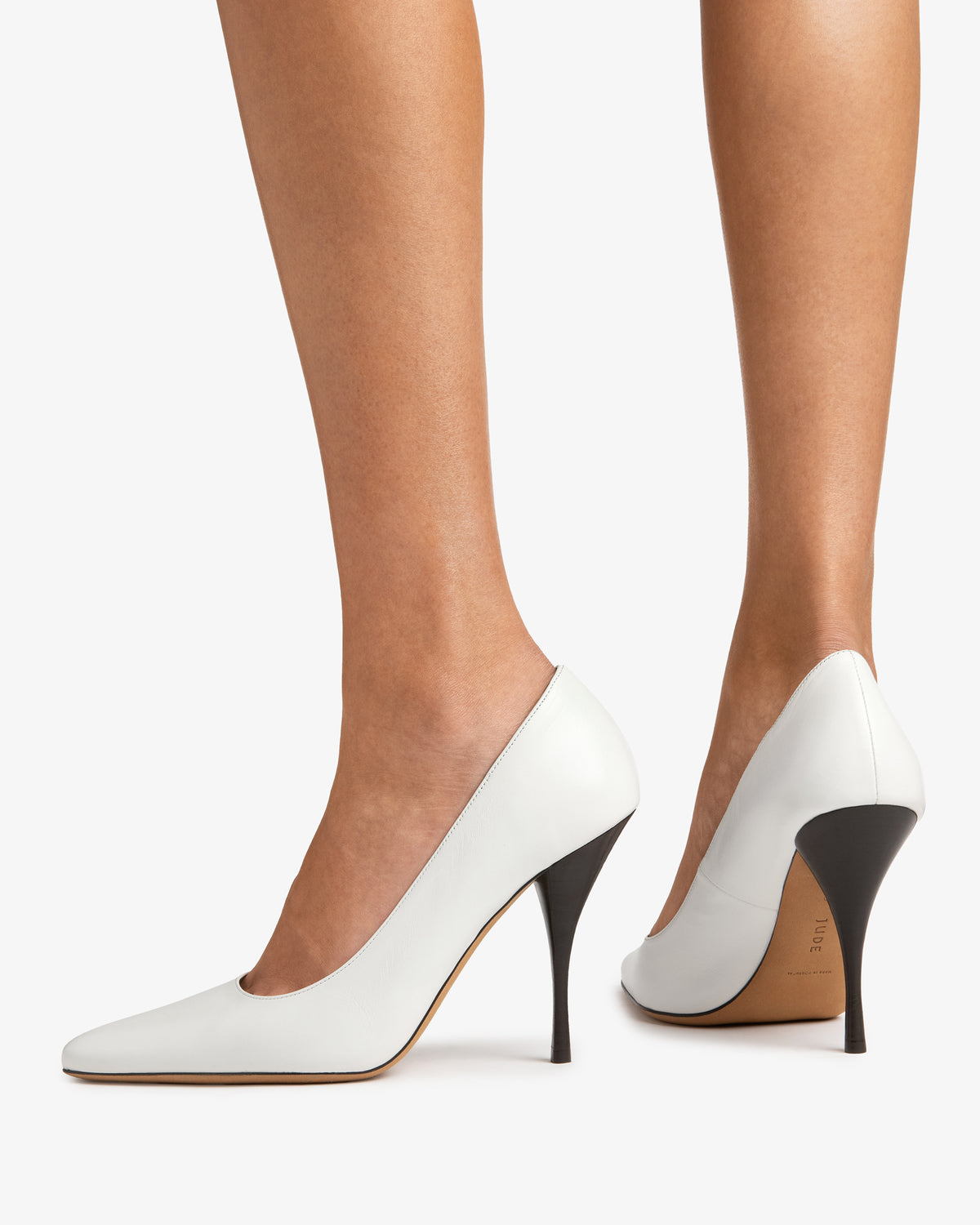 Bank Pump White Creased Leather