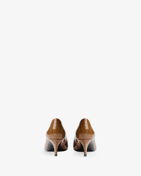 Blade Pump in Brown Croc Embossed Leather