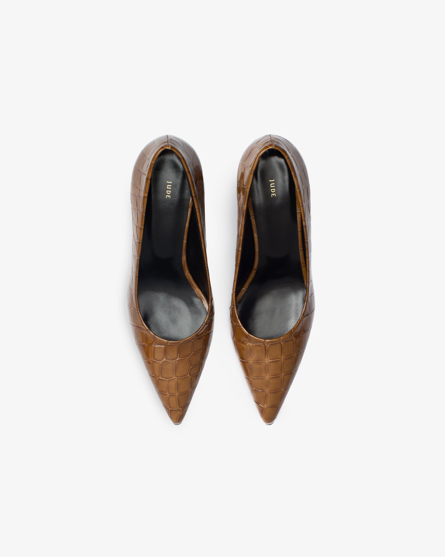 Blade Pump in Brown Croc Embossed Leather – JUDE