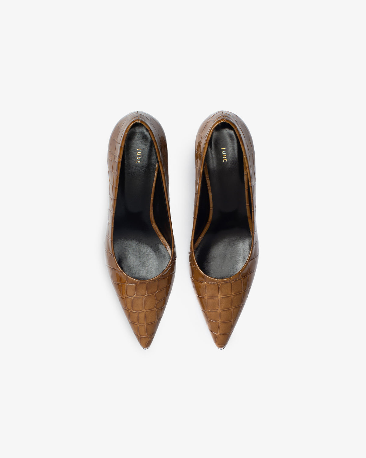Blade Pump in Brown Croc Embossed Leather