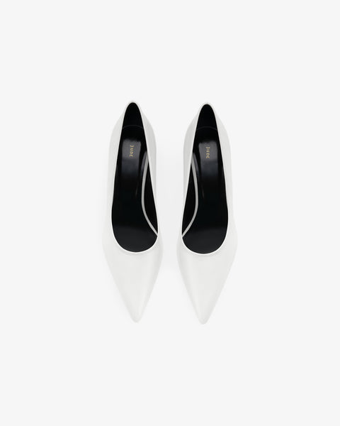 Blade Pump White Creased Leather