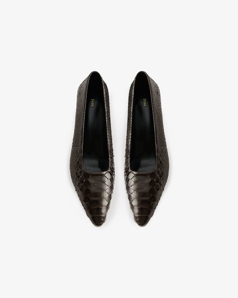 Bonnie Pump Espresso Python Leather