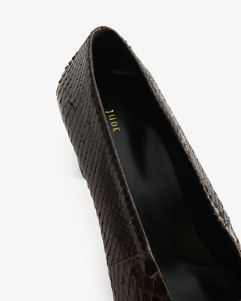 Bonnie Pump Espresso Python Leather