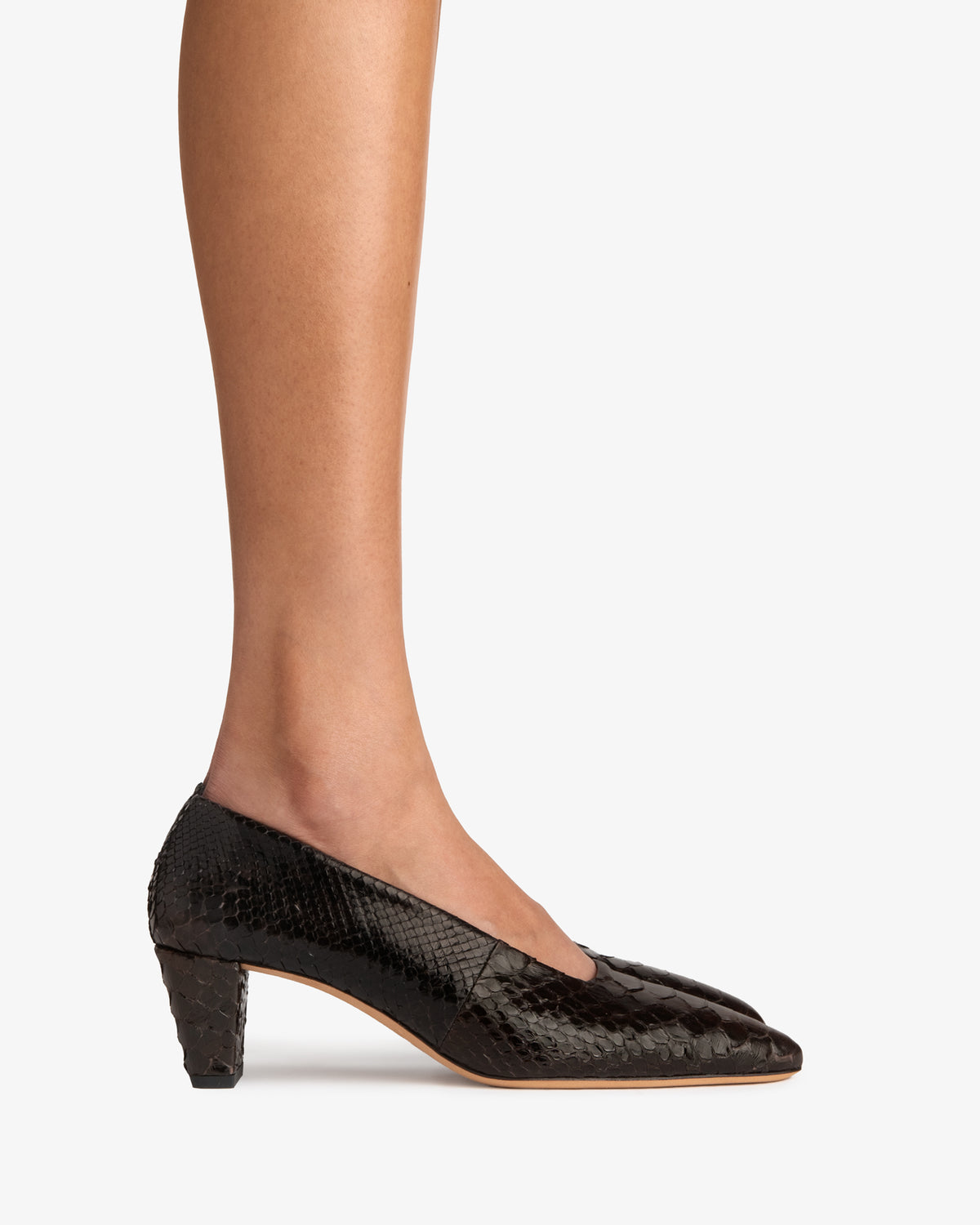 Bonnie Pump Espresso Python Leather