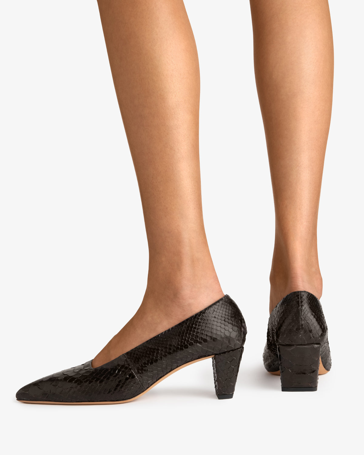 Bonnie Pump Espresso Python Leather