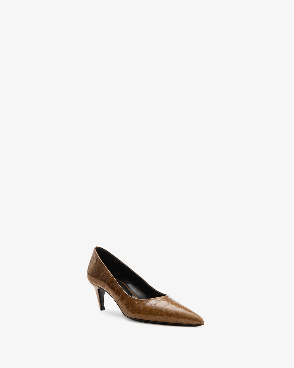 Blade Pump in Brown Croc Embossed Leather