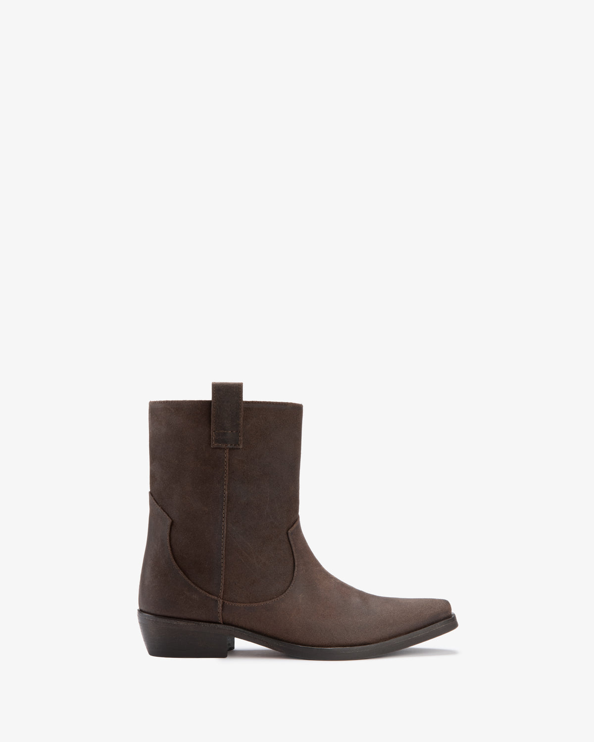 Cas Ankle Boot Dark Brown Suede Leather