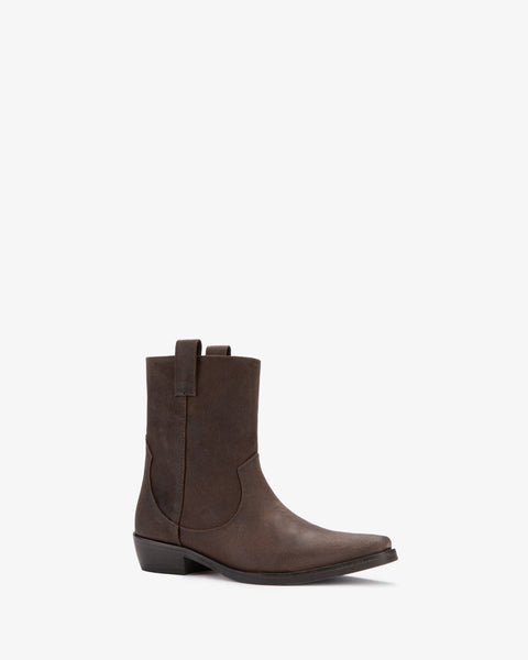Cas Ankle Boot Dark Brown Suede Leather