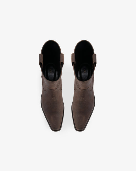 Cas Ankle Boot Dark Brown Suede Leather