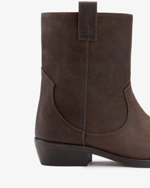 Cas Ankle Boot Dark Brown Suede Leather