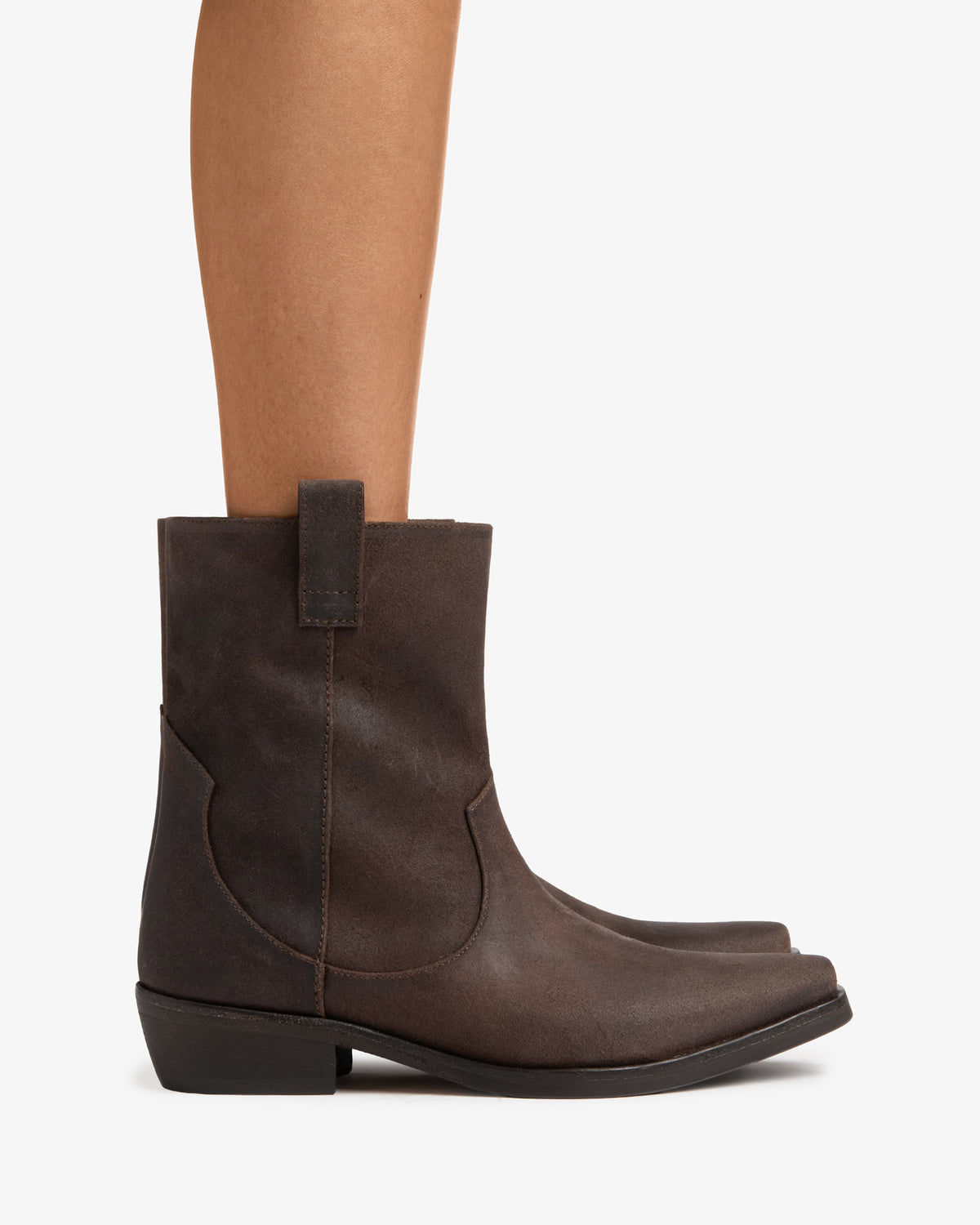 Cas Ankle Boot Dark Brown Suede Leather