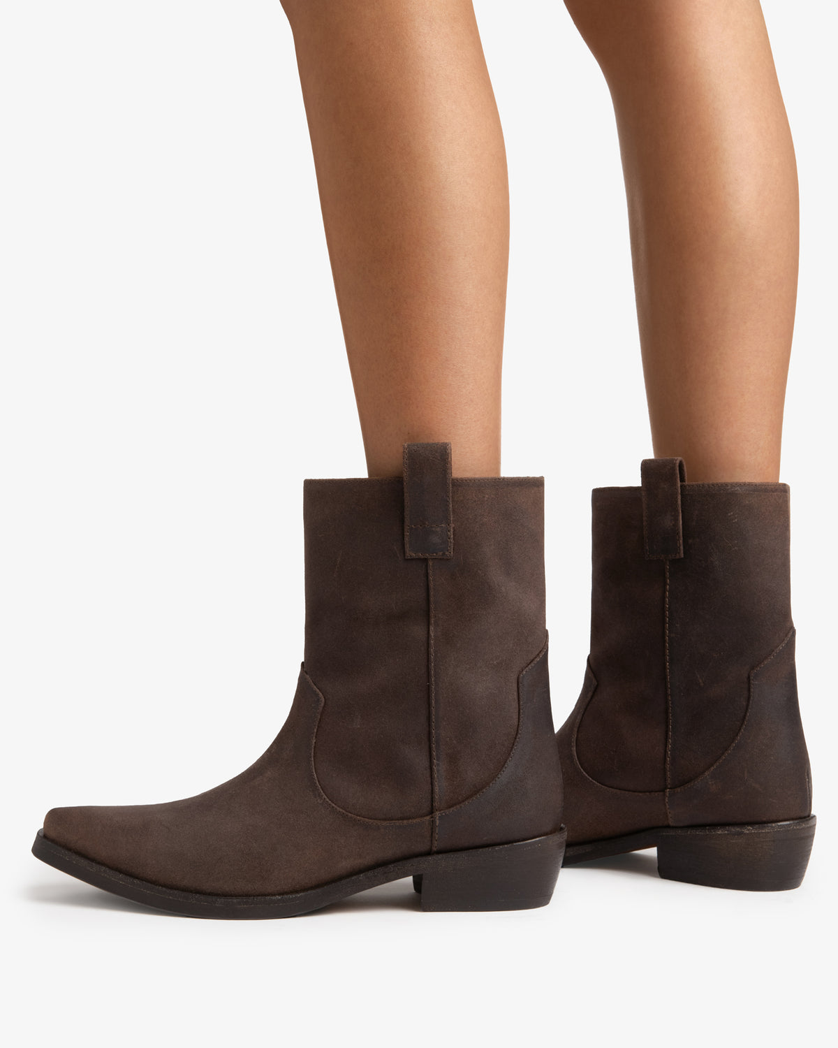 Cas Ankle Boot Dark Brown Suede Leather