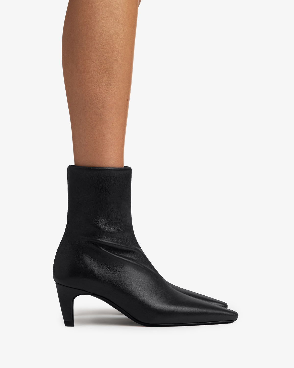 Cave Ankle Boot in Black Stretch Leather