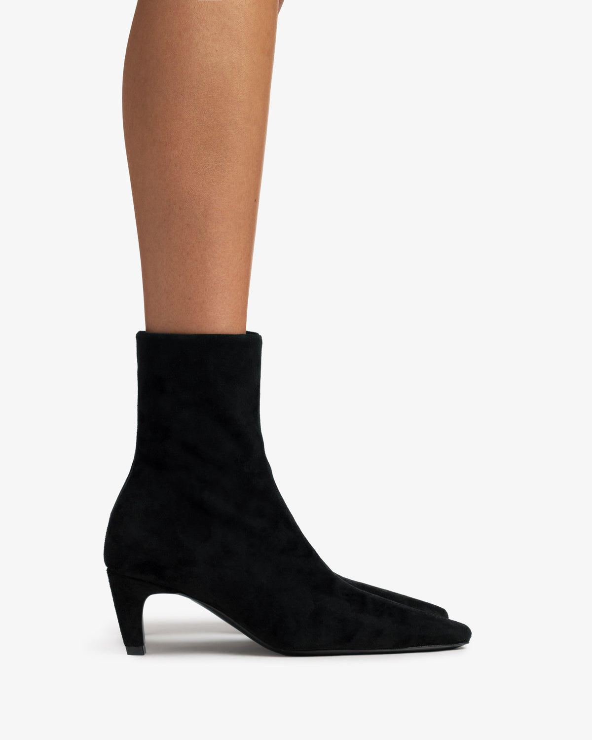 Cave Ankle Boot in Black Stretch Suede Leather