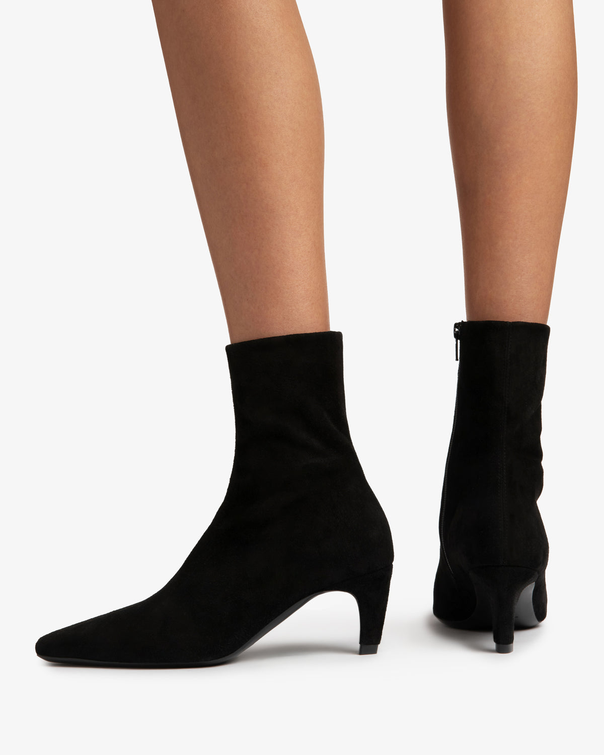 Cave Ankle Boot in Black Stretch Suede Leather