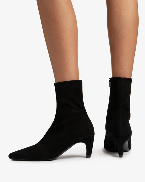 Cave Ankle Boot in Black Stretch Suede Leather