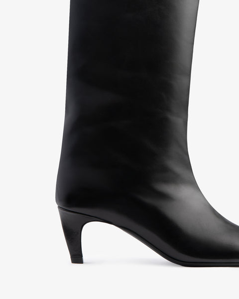 Cave Mid Calf Boot Black Nappa Leather