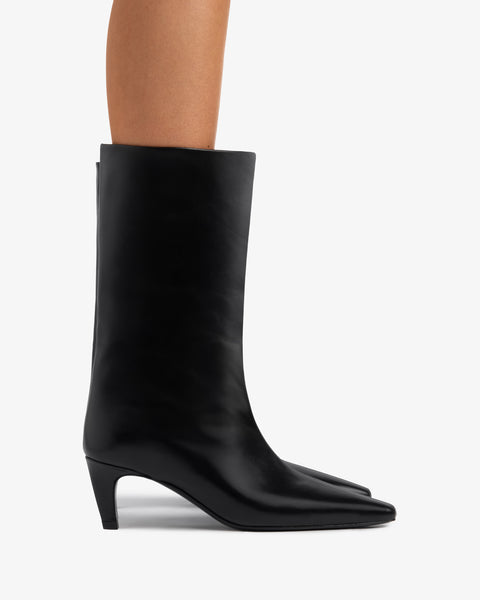 Cave Mid Calf Boot Black Nappa Leather