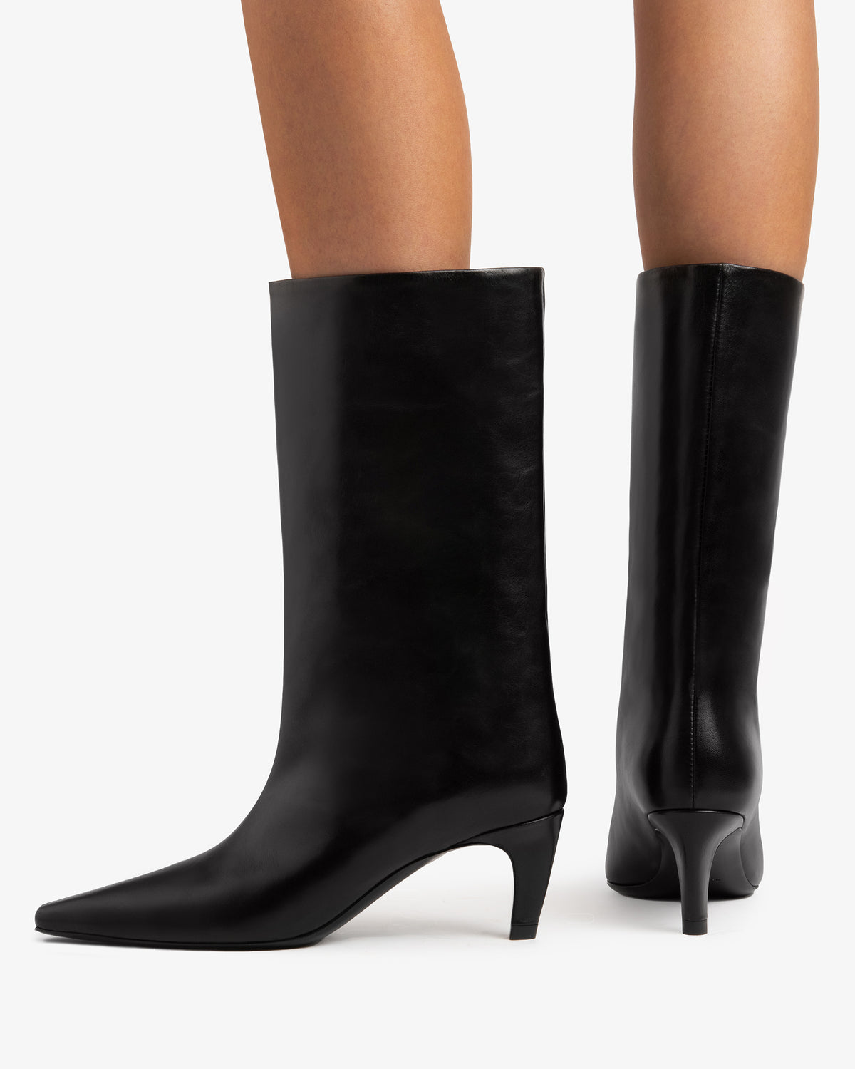 Cave Mid Calf Boot Black Nappa Leather