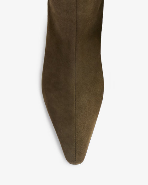 Cave Mid Calf Boot in Khaki Suede Leather