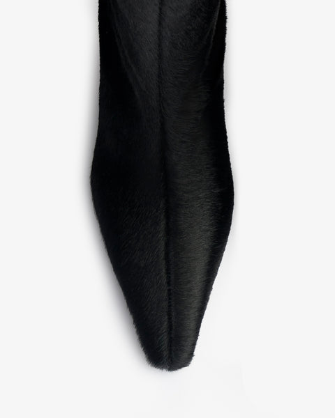 Cave Mid Calf Boot in Black Pony Leather