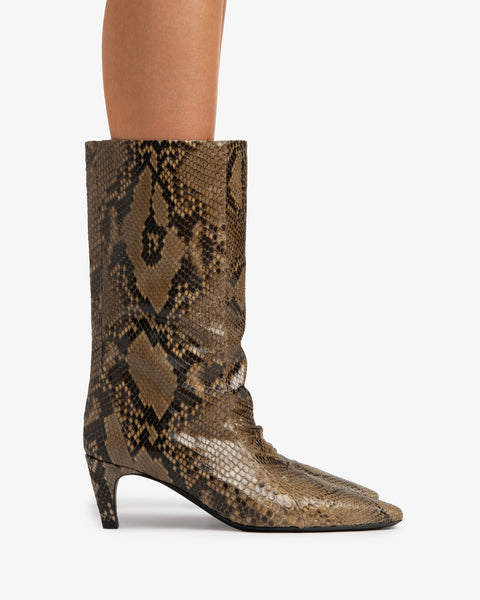 Cave Mid Calf Boot in Sand Python Leather