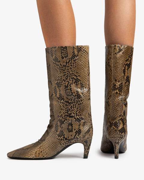 Cave Mid Calf Boot in Sand Python Leather