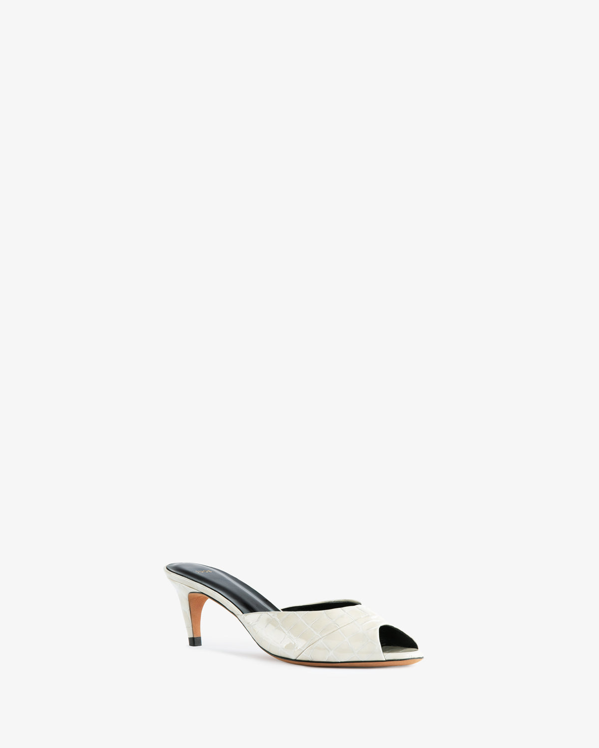 Cave Mule Cream Croc Embossed leather
