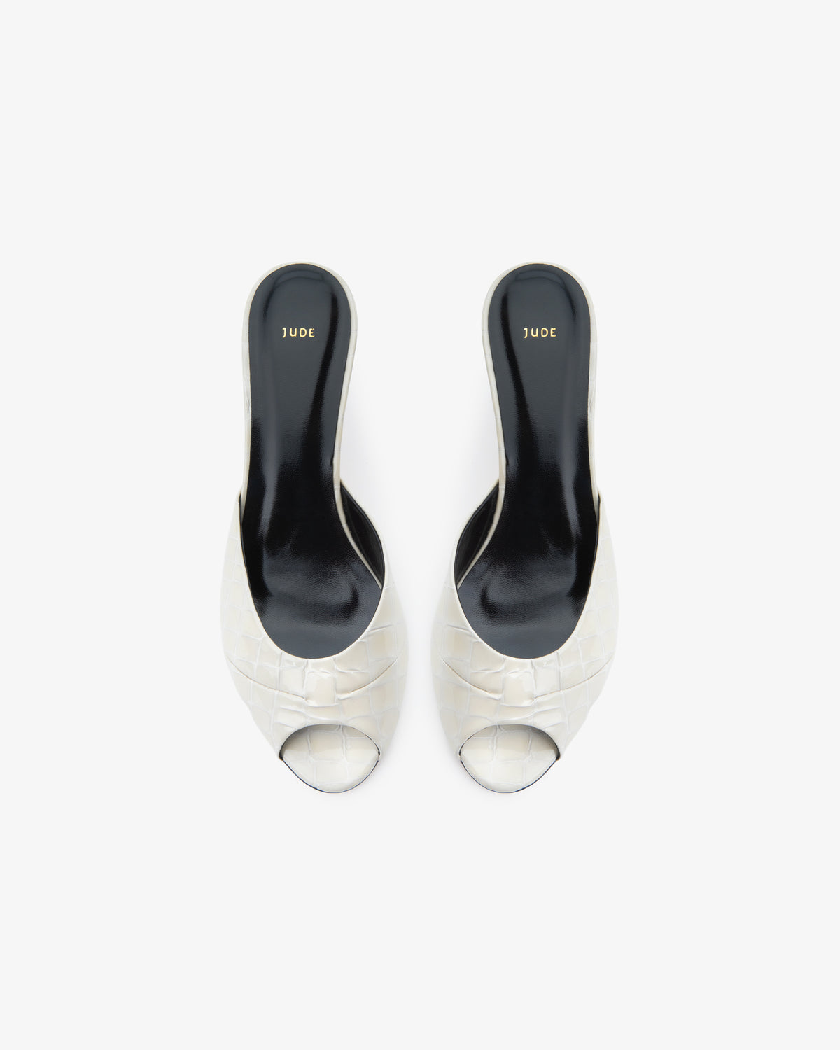 Cave Mule Cream Croc Embossed leather