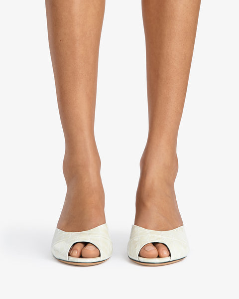 Cave Mule Cream Croc Embossed leather