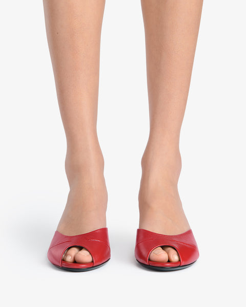 Cave Mule in Red Creased Leather