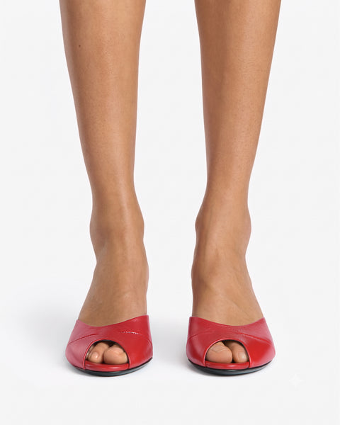 Cave Mule in Red Creased Leather