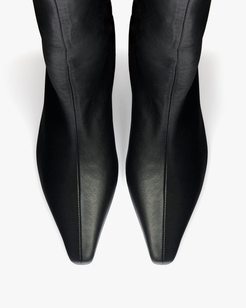 Cave Mid Calf Boot in Black Leather