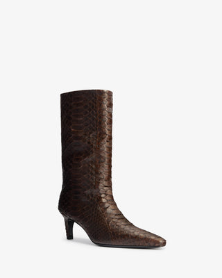 Cave Mid Calf Boot in Dark Brown Python Leather - Second Image