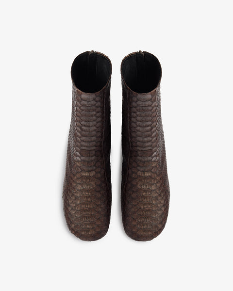 Floor Ankle boot in Dark Brown Python Leather