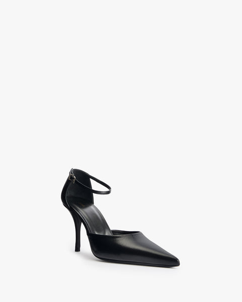 Court Pump in Black Leather - Second Image