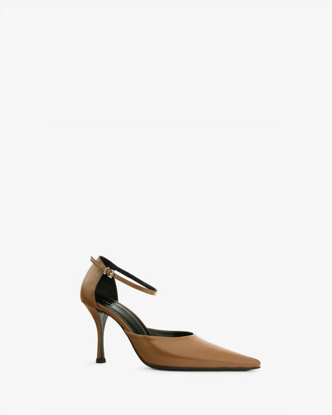 court pump in saddle brown leather - Second Image