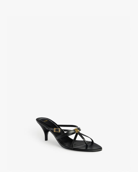 Cross Sandal in Black Leather - Second Image
