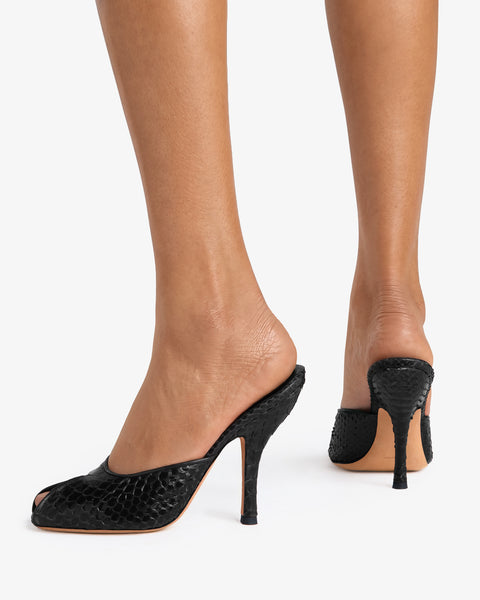 Date Mule Black Python Leather
