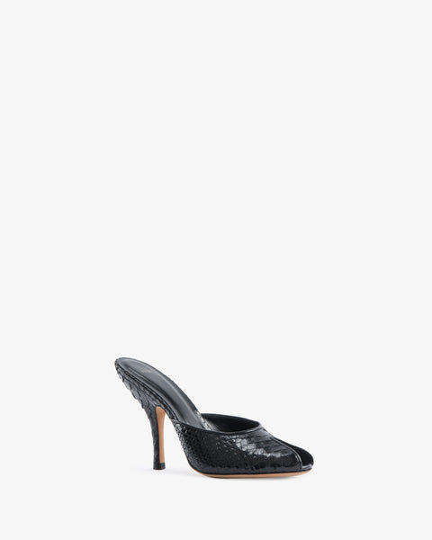 Date Mule Black Python Leather