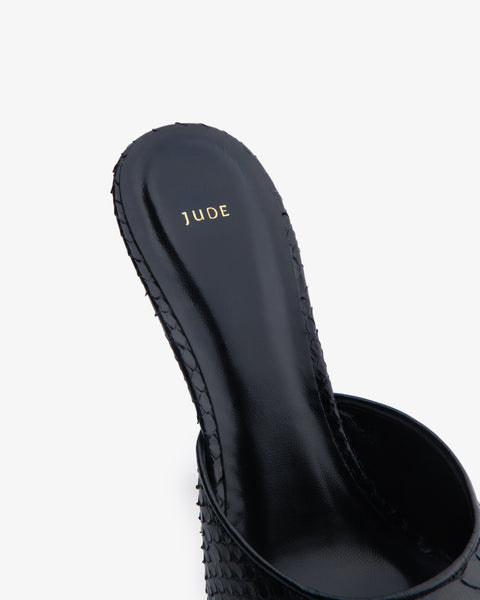 Date Mule Black Python Leather